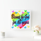 GEDRUKT DOOR GOD VOOR 60 JAAR HARDONTWERP VIERKANTE KLOK (Huis)