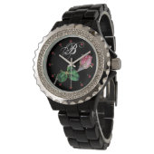 GEDRUKT ENAMEL ROSEBUD JEWEL EN DIAMONDS MONOGRAM HORLOGE (Gekanteld)