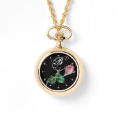 GEDRUKT ENAMEL ROSEBUD JEWEL EN DIAMONDS MONOGRAM HORLOGE (Voorkant)