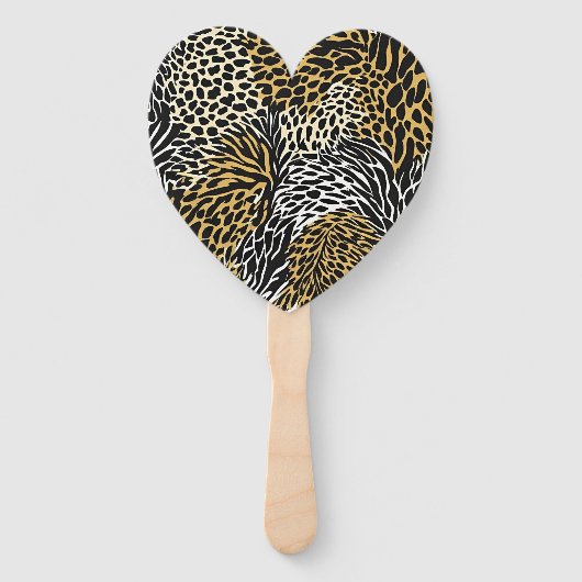 Gedrukt gemengd dier zebra luipaard tijger gemengd handwaaier (Voorkant)