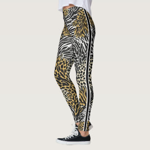Gedrukt gemengd dier zebra luipaard tijger leggings