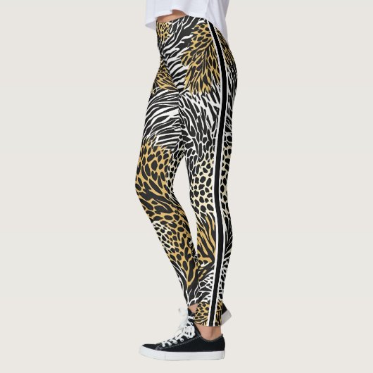 Gedrukt gemengd dier zebra luipaard tijger leggings (Links)