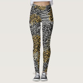 Gedrukt gemengd dier zebra luipaard tijger leggings (Voorkant)