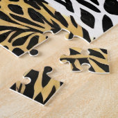 Gedrukt gemengd dier zebra luipaard tijger legpuzzel (Zijkant)