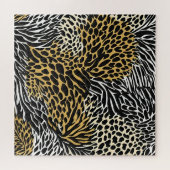 Gedrukt gemengd dier zebra luipaard tijger legpuzzel (Horizontaal)