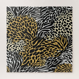 Gedrukt gemengd dier zebra luipaard tijger legpuzzel
