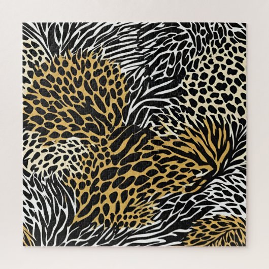 Gedrukt gemengd dier zebra luipaard tijger legpuzzel (Verticaal)