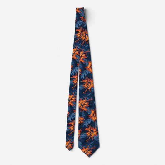 Gedrukt Hibiscus Hawaiian Floral, dubbelzijdig bed Stropdas (Achterkant)