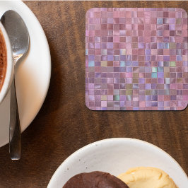 Gedrukt Hologram Roze Mozaïek Stenen Onderzetter