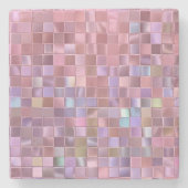 Gedrukt Hologram Roze Mozaïek Stenen Onderzetter (Voorkant)