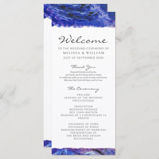 Gedrukt huwelijk programmakaart (Voorkant / Achterkant)