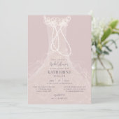 Gedrukt in parels Blush Ruffle Dress Vrijgezellenf Kaart (Staand voorkant)