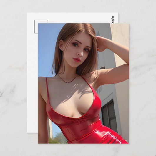 Gedrukt in rood Briefkaart (Voorkant / Achterkant)