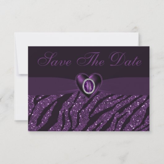 Gedrukt Jewel Heart & Glitter Save the Date (Voorkant)
