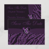 Gedrukt Jewel Heart & Glitter Save the Date (Voorkant / Achterkant)
