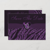 Gedrukt juweel hart & glitters Bewaar de datum Save The Date (Voorkant / Achterkant)