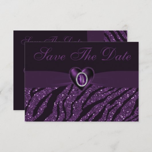 Gedrukt juweel hart & glitters Bewaar de datum Save The Date (Voorkant / Achterkant)