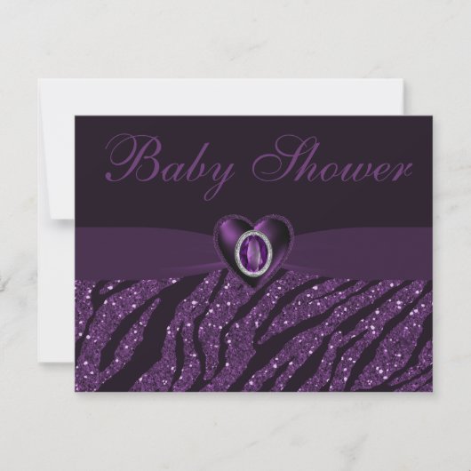 Gedrukt juwethart en Zebra Glitter-Baby shower Kaart (Voorkant)