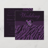 Gedrukt juwethart en Zebra Glitter Wedding Kaart (Voorkant / Achterkant)