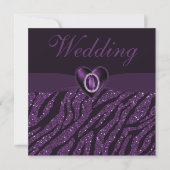 Gedrukt juwethart en Zebra Glitter Wedding Kaart (Voorkant)