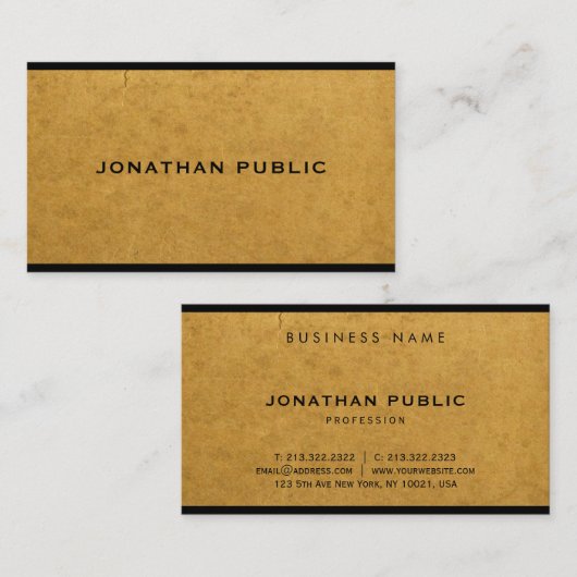 Gedrukt Kraft Paper Professional stijlvol modern Visitekaartje (Voorkant / Achterkant)