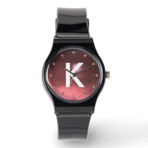 GEDRUKT LICHTROZE EDELSTEEN MONOGRAM HORLOGE