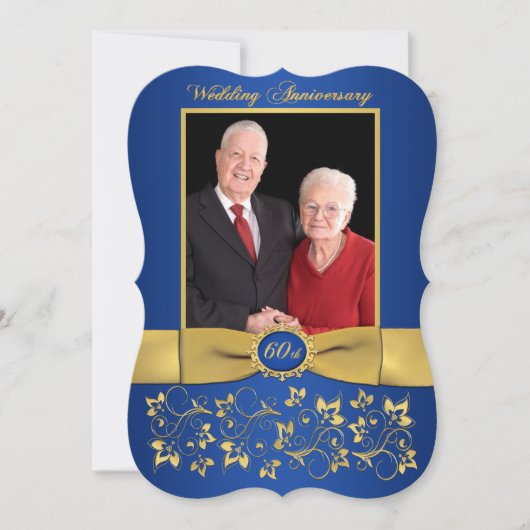 GEDRUKT LINT Fantasie Vorm 60ste Verjaardag Uitnod Kaart (Voorkant)