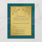 Gedrukt lint Gouden, Teal RSVP kaart (Achterkant)