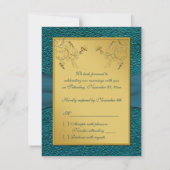 Gedrukt lint Gouden, Teal RSVP kaart (Achterkant)
