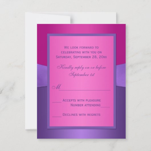 GEDRUKT LINT Paarse Fuchsia Bloemen RSVP-kaart RSVP Kaartje (Achterkant)