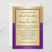 GEDRUKT LINT Paarse, gouden bloemige bruiloft uitn Kaart (Achterkant)