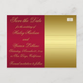 GEDRUKT LINT Rood, Goud Save the Date Kaart (Achterkant)