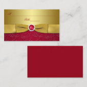 GEDRUKT LINT Rood, Gouden Bloemen Plaatskaart Plaatskaartje (Voorkant / Achterkant)