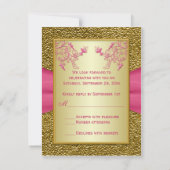 GEDRUKT LINT Roze en Gouden Bloemen RSVP Kaart (Achterkant)