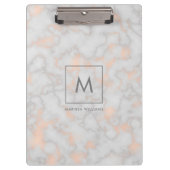 Gedrukt Marmer en Roos Gouden Textuur Monogram Klembord (Voorkant)