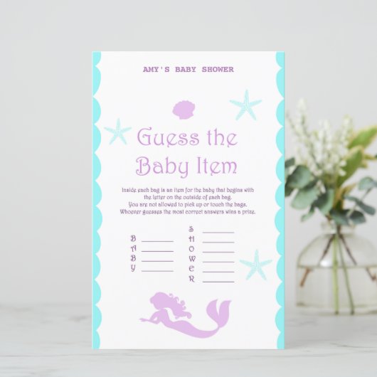 Gedrukt Mermaid Baby shower Game (Staand voorkant)