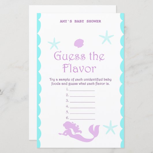 Gedrukt Mermaid Baby shower Game (Voorkant / Achterkant)