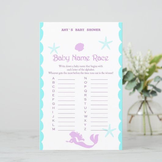 Gedrukt Mermaid Baby shower Game (Staand voorkant)