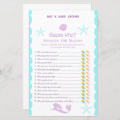 Gedrukt Mermaid Baby shower Game (Voorkant / Achterkant)