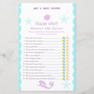 Gedrukt Mermaid Baby shower Game