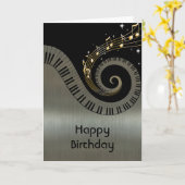 Gedrukt Metallic effect Piano Keys Gold Music Kaart (Gele Bloem)