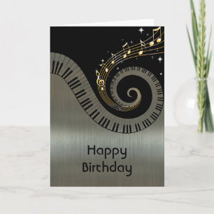 Gedrukt Metallic effect Piano Keys Gold Music Kaart