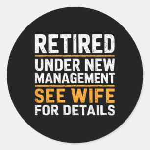 Gedrukt onder nieuw beheer Zie vrouw voor meer inf Ronde Sticker