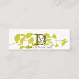 Gedrukt op Luxe Gold Ginkgo Leaf Monogram White Mini Visitekaartje