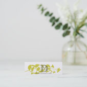 Gedrukt op Luxe Gold Ginkgo Leaf Monogram White Mini Visitekaartje (Staand voorkant)