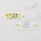 Gedrukt op Luxe Gold Ginkgo Leaf Monogram White Mini Visitekaartje (Voorkant / Achterkant)