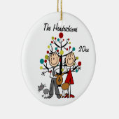 Gedrukt paar, hond, gepersonaliseerd kat keramisch ornament (Rechts)