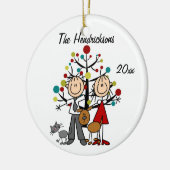 Gedrukt paar, hond, gepersonaliseerd kat keramisch ornament (Links)