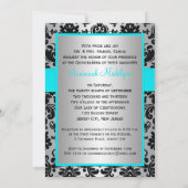 GEDRUKT RIBBON Aqua Silver Black Quinceanera Kaart (Achterkant)