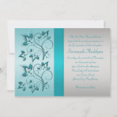 GEDRUKT RIBBON Aqua, Silver Quinceanera Invite Kaart (Achterkant)
